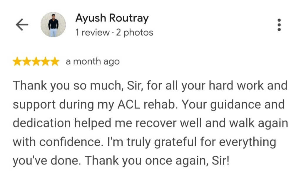 Authentic Google Review by Ayush Routray for Dr. Bhagrab Sahoo at Pain Free Physiotherapy Clinic